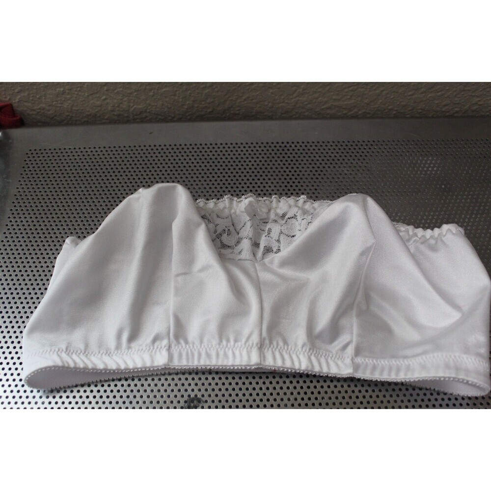 Glamorise White Lace Trim Bandeau Bra Women's size 44